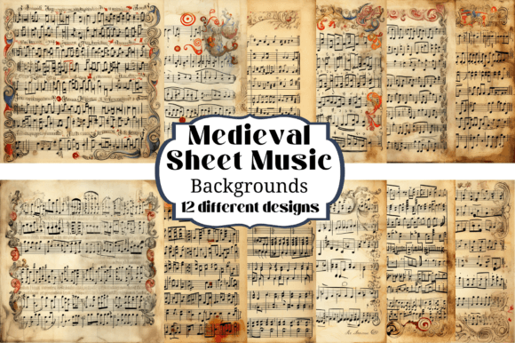 Ancient Melodies in Digital Form: Old Medieval Sheet Music Backgrounds
