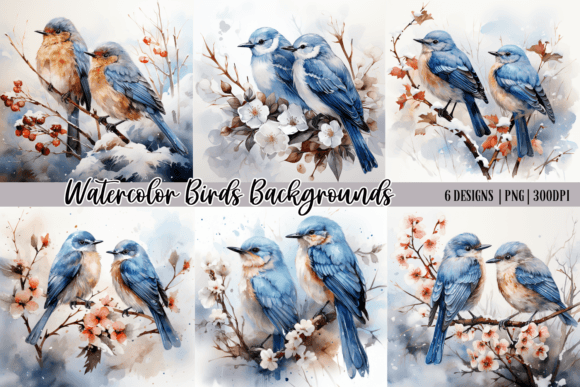 Birds Bule Winter Backgrounds: Your 12x12 Digital Design Foundation