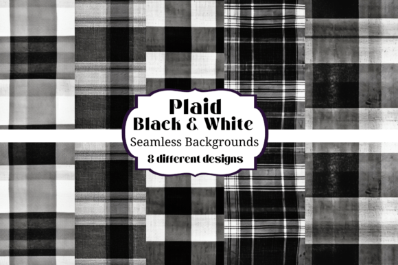 Black & White Plaid Seamless Backgrounds: Timeless Pattern for Modern Design