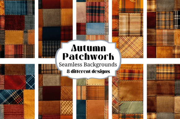 Crafting with Warmth: Autumn Patchwork Seamless Backgrounds