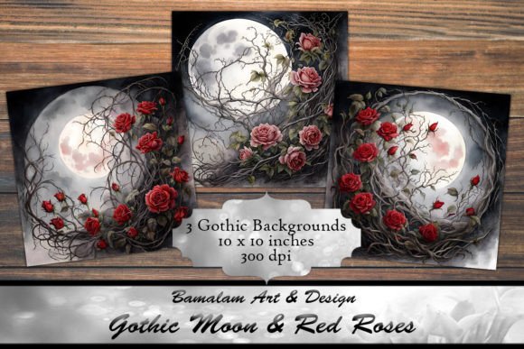 Designing with Darkness: Gothic Moon & Red Rose Vine Backgrounds