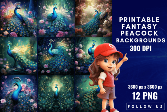 Elevate Your Projects with Printable Fantasy Peacock Backgrounds