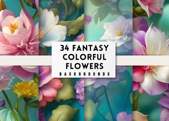 Enchanted Blossom Dreams: 34 Fantasy Colorful Flower Backgrounds