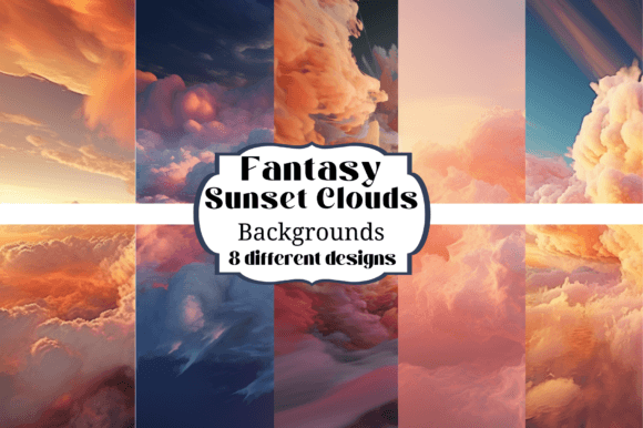 Fantasy Sunset Clouds Backgrounds: 8 Dreamy Autumn Illustrations