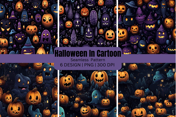Halloween Cartoon Seamless Backgrounds: A Versatile Design Asset