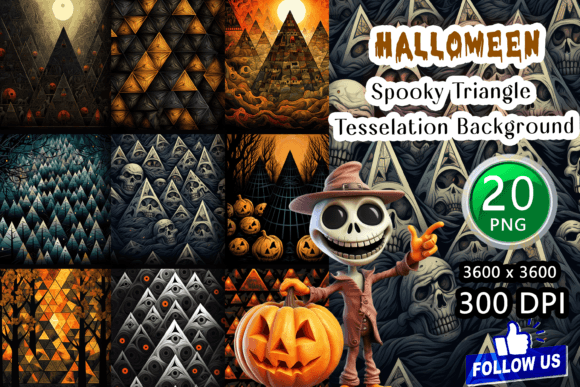Halloween Spooky Triangle Tessellation Backgrounds