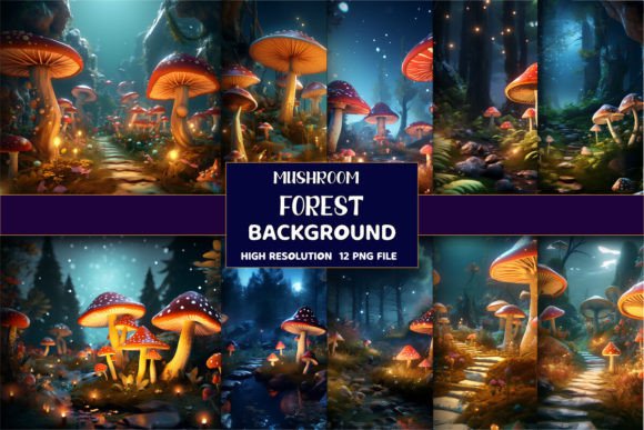 Mushroom Forest Digital Backgrounds: Elevate Your Creative Projects