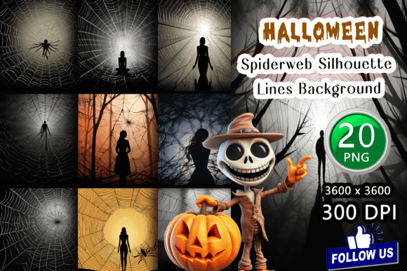 Spiderweb Silhouette Lines Backgrounds: Elevate Your Halloween Designs