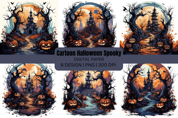 Spooky Fun: Cartoon Halloween Digital Papers for Creators
