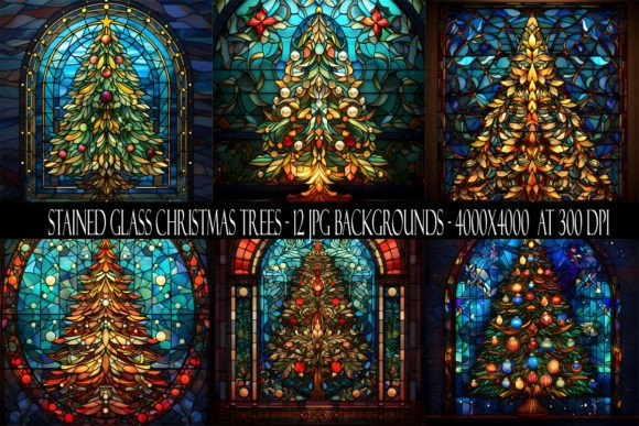 Stained Glass Christmas Tree Backgrounds: A Festive Design Asset