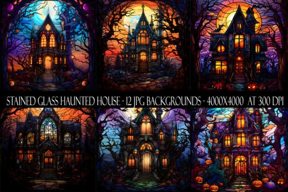 Stained Glass Haunted House Backgrounds