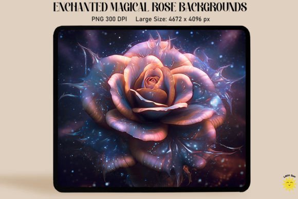 Unique Cosmic Rose Backgrounds: Enchanted Digital Art