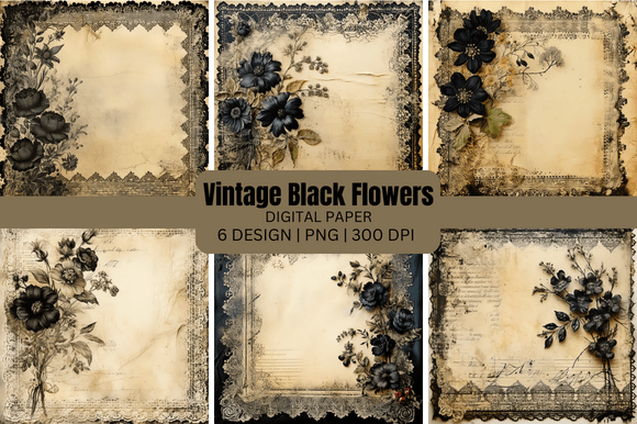 Vintage Black Flowers Backgrounds: Deep, Moody Florals
