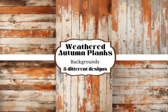Weathered Autumn Wood Planks Backgrounds